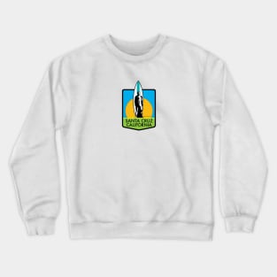 Santa Cruz California Surfer Statue Bill Lidderdale Sticker Sunset Green Crewneck Sweatshirt